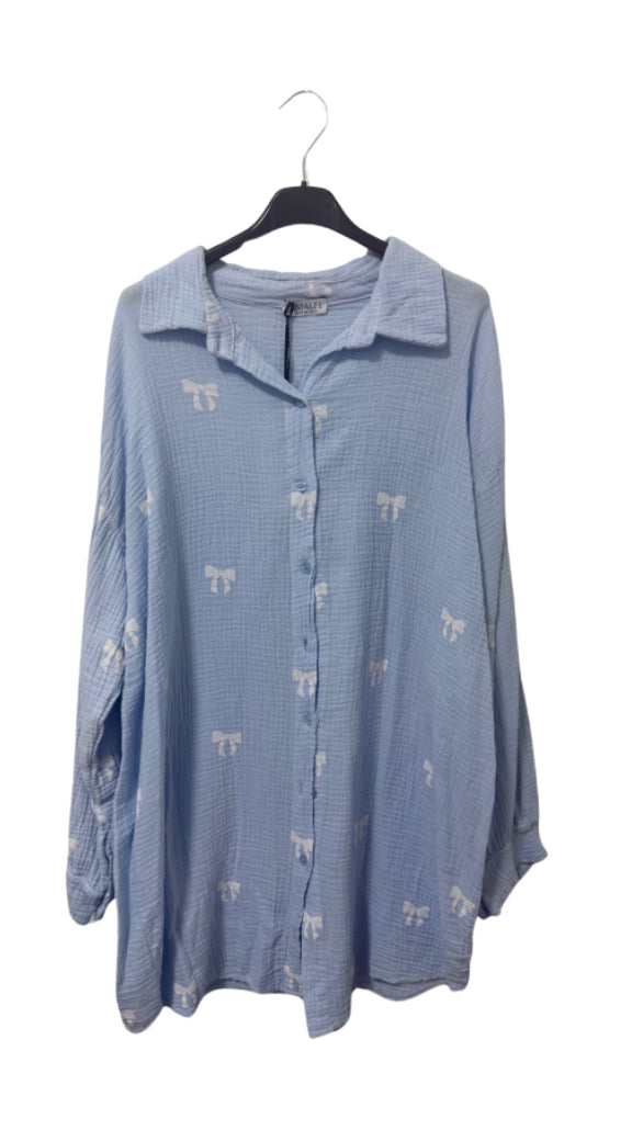 Musselin Bluse mit Schleifenmuster