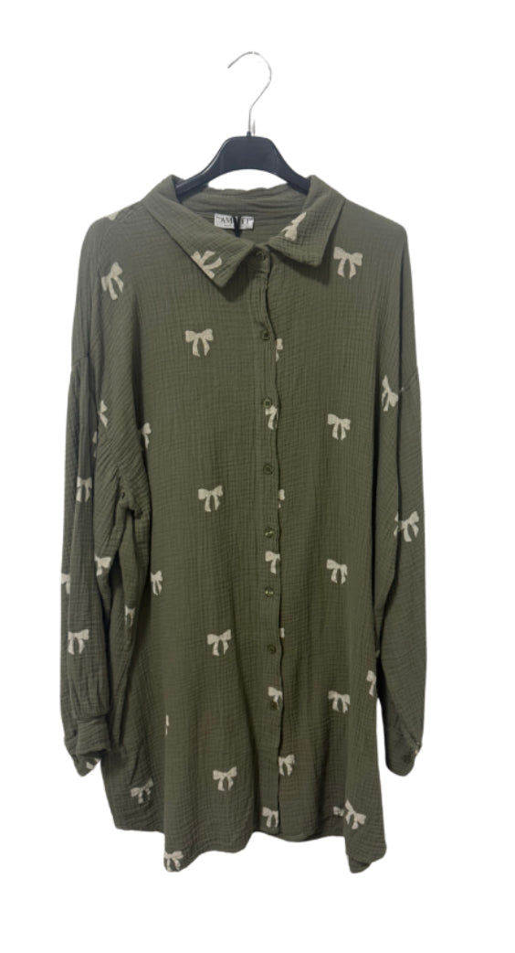 Musselin Bluse mit Schleifenmuster