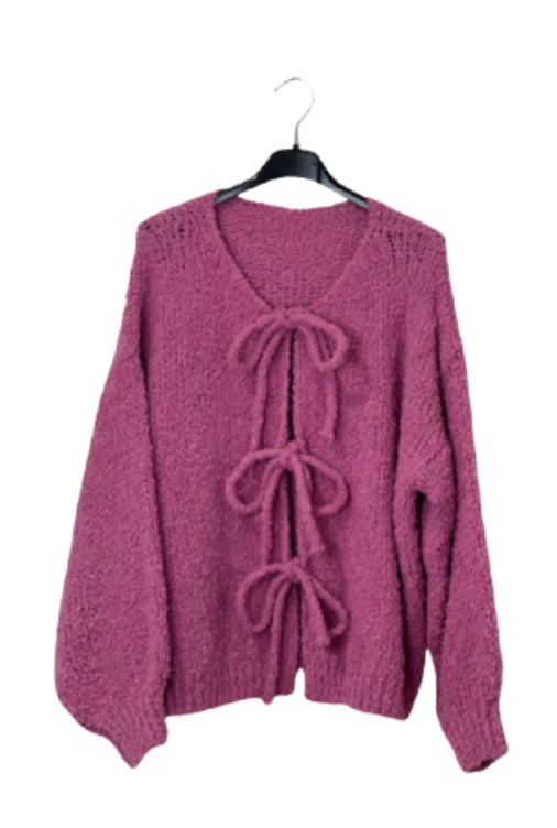 Boucle Schleifen Strickjacke