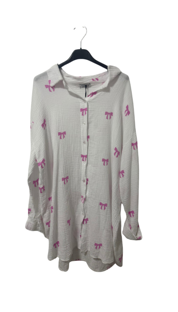 Musselin Bluse mit Schleifenmuster