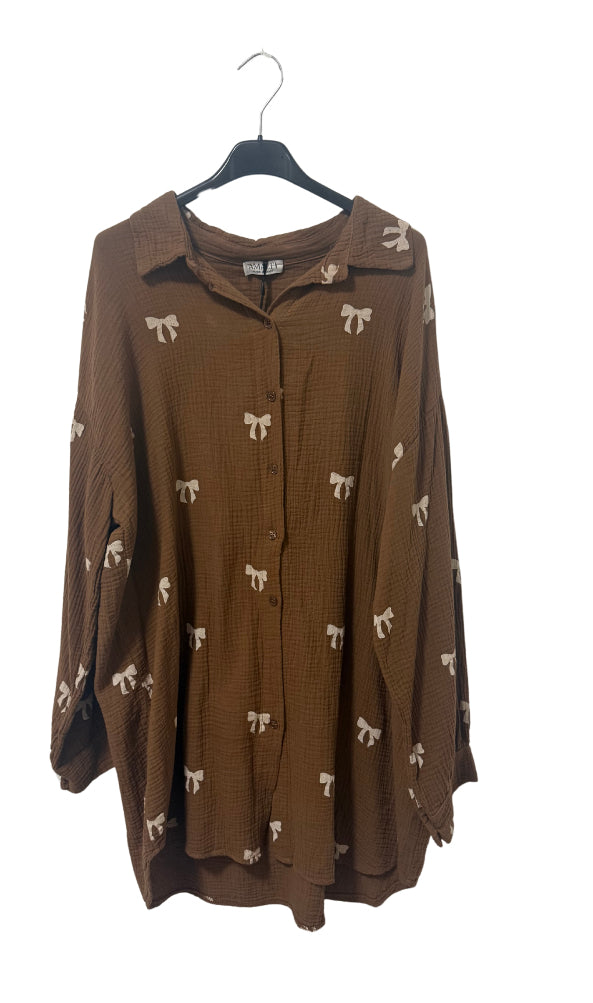 Musselin Bluse mit Schleifenmuster