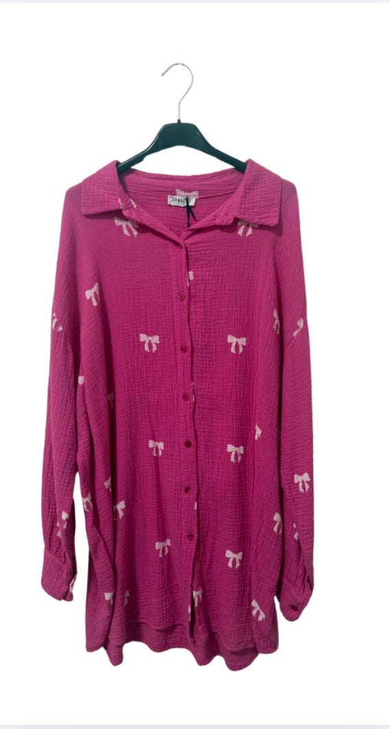 Musselin Bluse mit Schleifenmuster