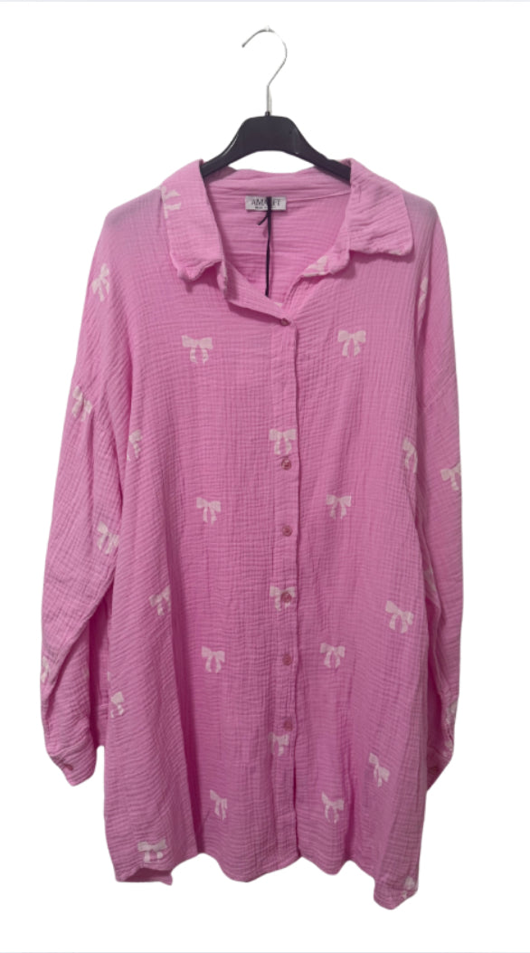 Musselin Bluse mit Schleifenmuster