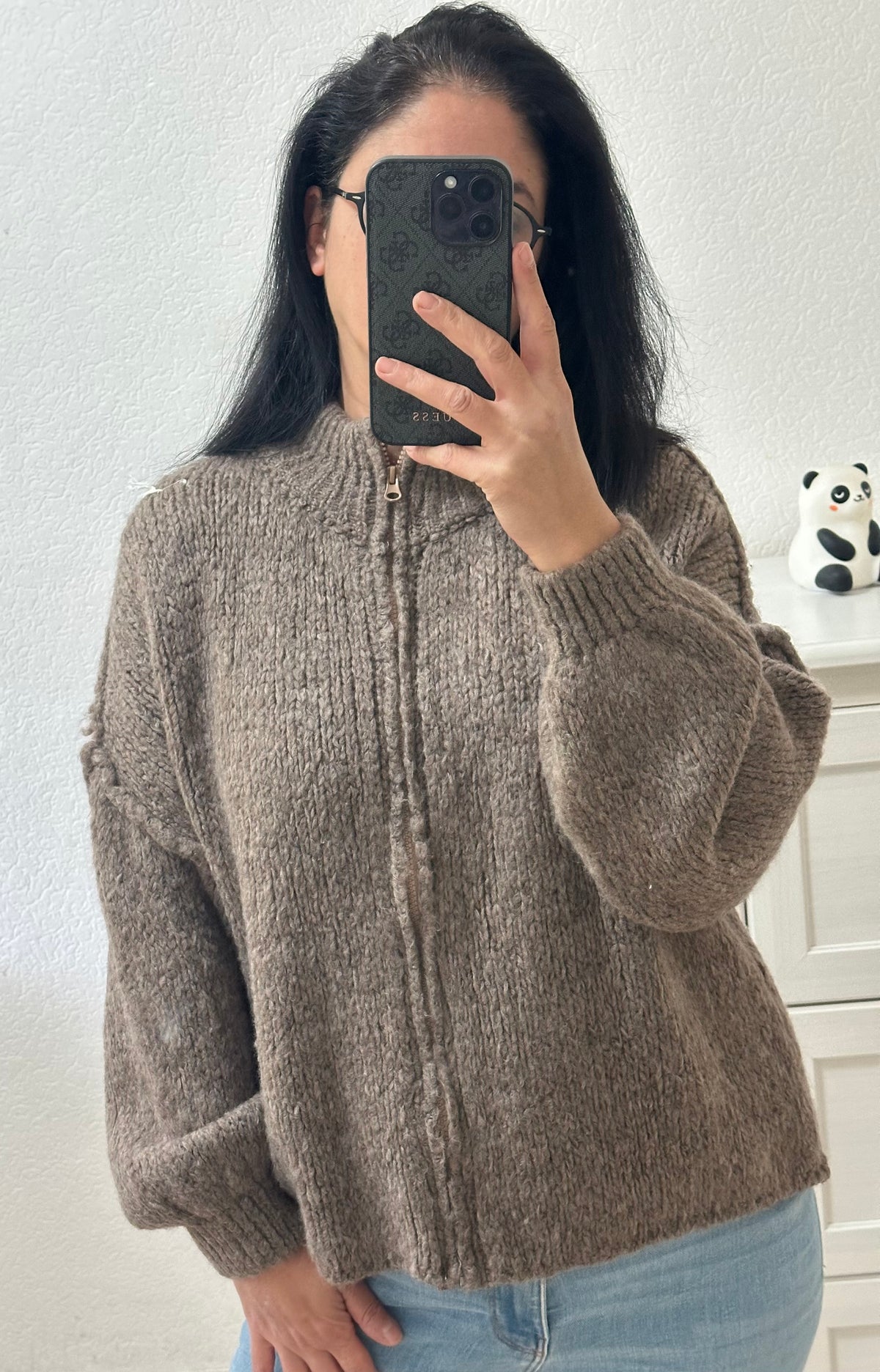 Strickjacke mit Zipper in versch.Farben