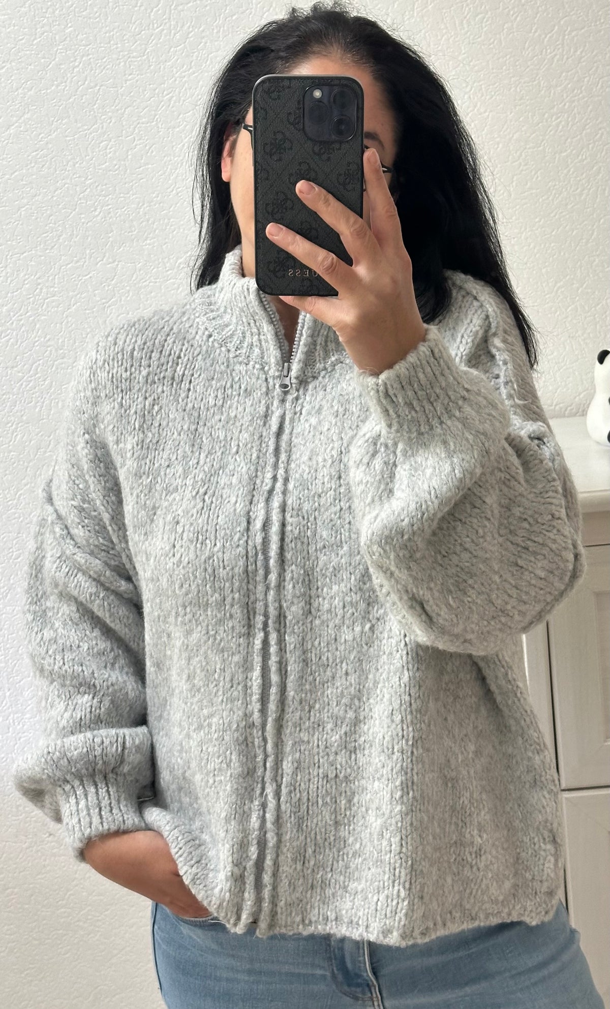 Strickjacke mit Zipper in versch.Farben