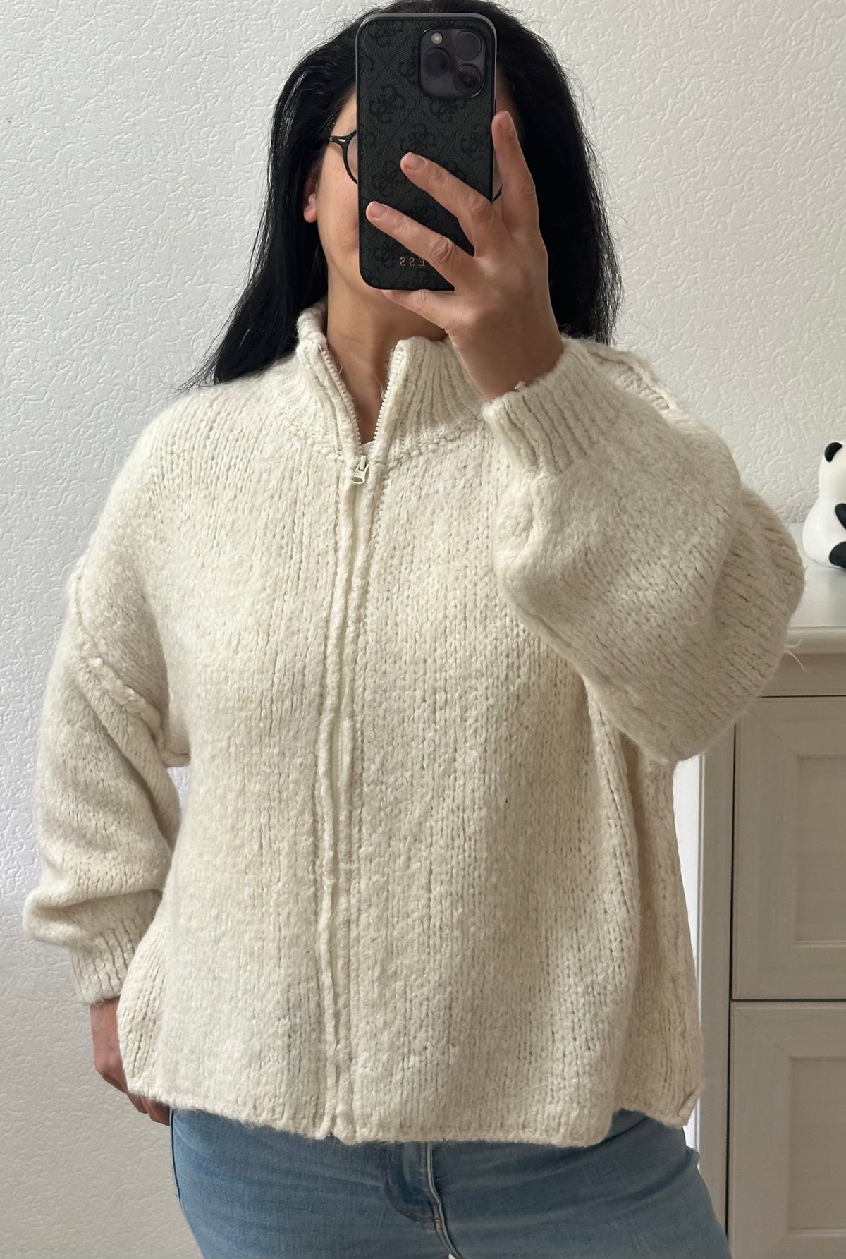 Strickjacke mit Zipper in versch.Farben