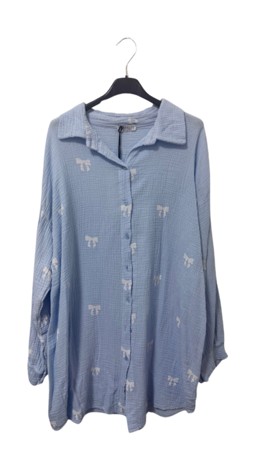 Musselin Bluse mit Schleifenmuster