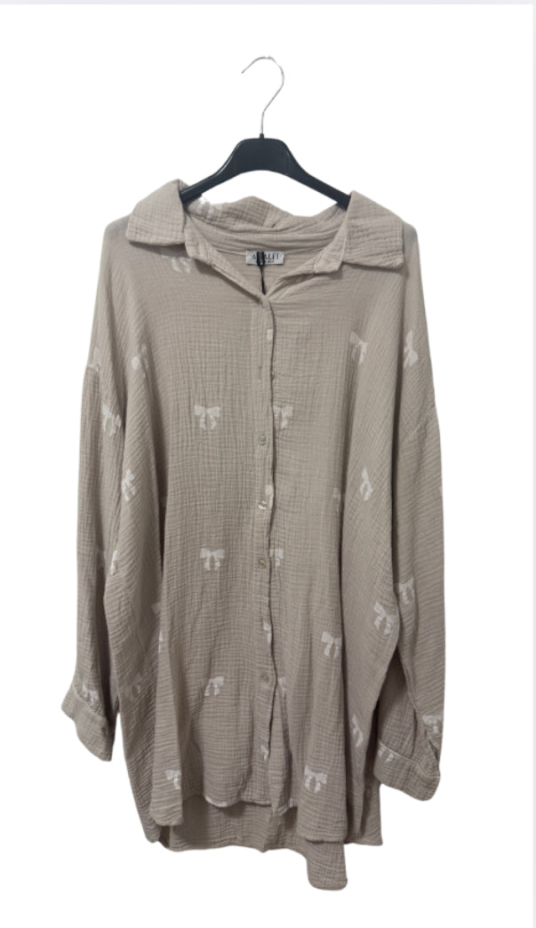 Musselin Bluse mit Schleifenmuster