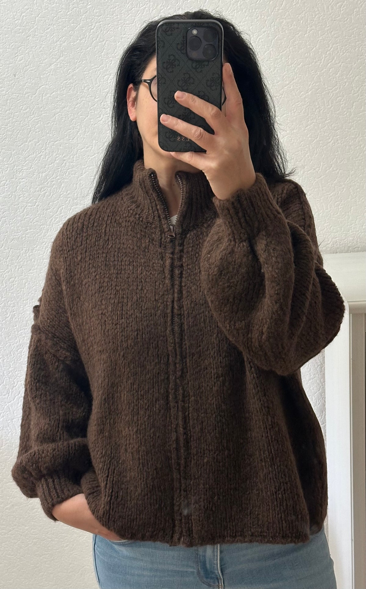Strickjacke mit Zipper in versch.Farben