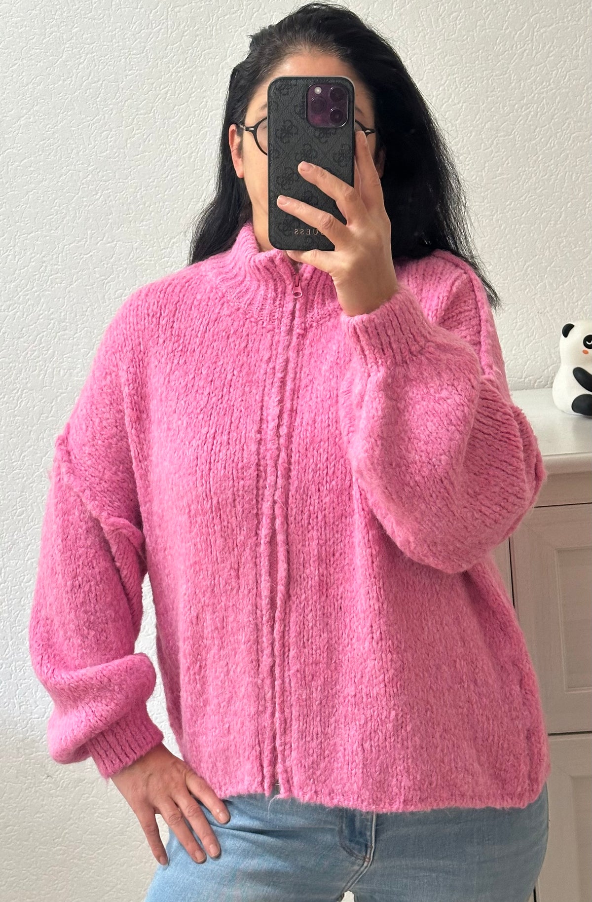 Strickjacke mit Zipper in versch.Farben