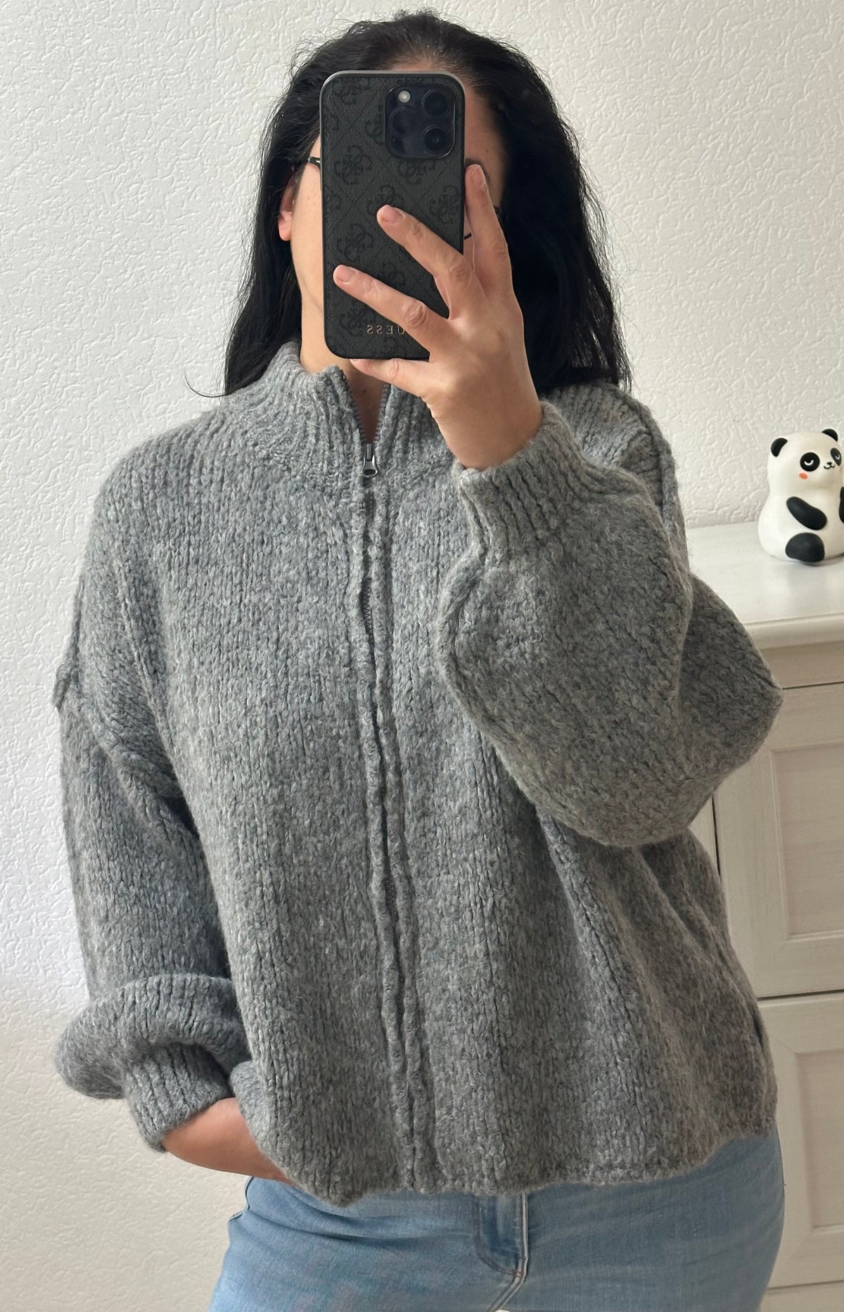 Strickjacke mit Zipper in versch.Farben