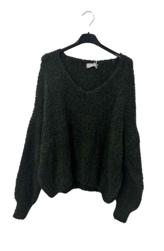 Boucle Pullover mit V-Ausschnitt