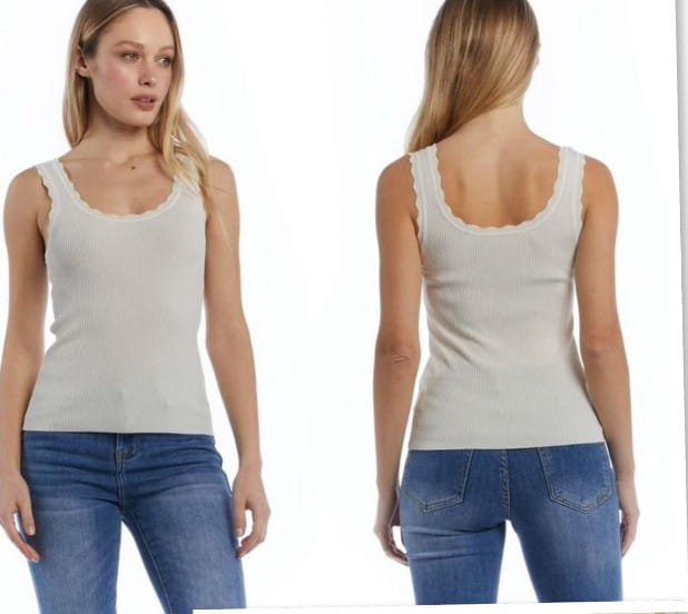Ripp-Tanktop mit Wellenkante gr.XS-S