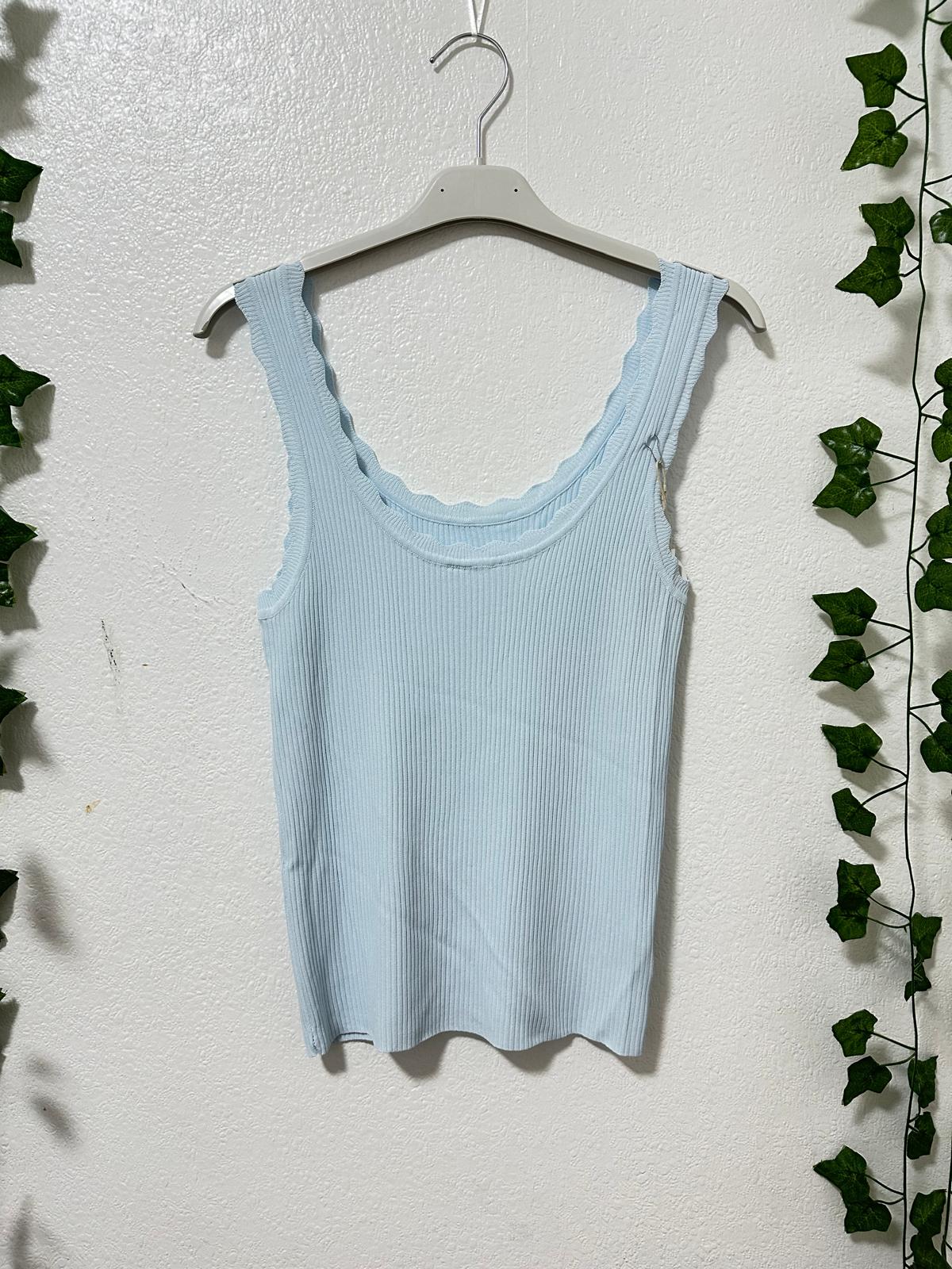 Ripp-Tanktop mit Wellenkante gr.XS-S